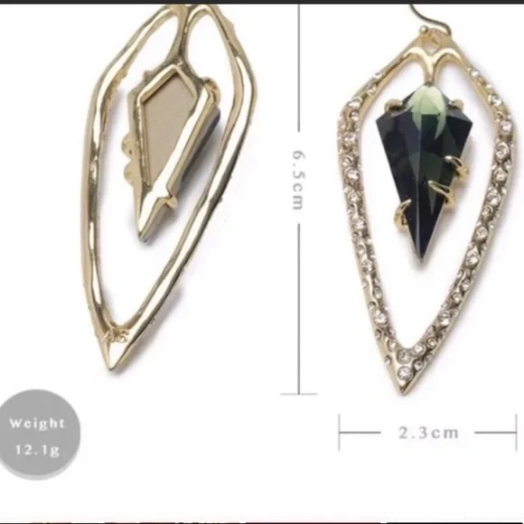 ALEXIS BITTAR NEW Open Kite Dark Gunmetal Smoke Blue Swarovski Crystals Earrings - Picture 8 of 13